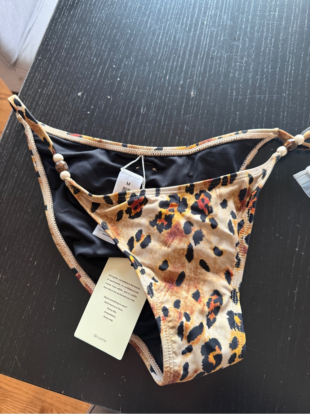Cupshe Leopard Print Bikini Bottoms - Beige Black Gold